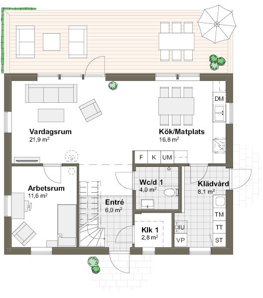 Planlösning Villa Viken K