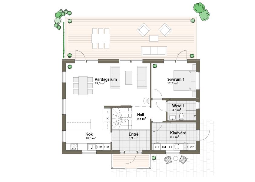 Planlösning Villa Årnäs M /T spegelvänt