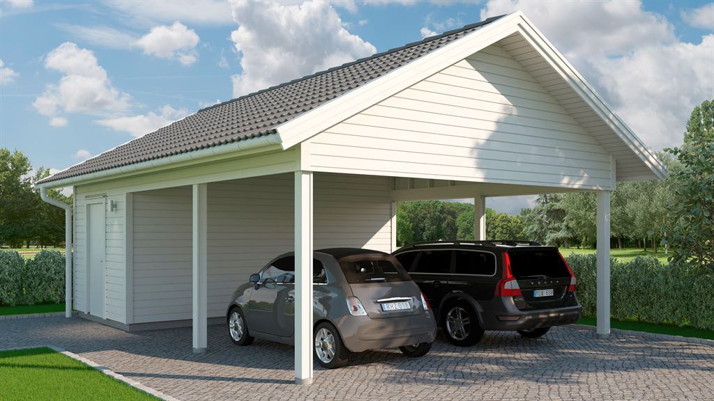 Visualisering av carport 2 i klassisk stil