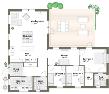 Planlösning M1 Villa Ramsvik