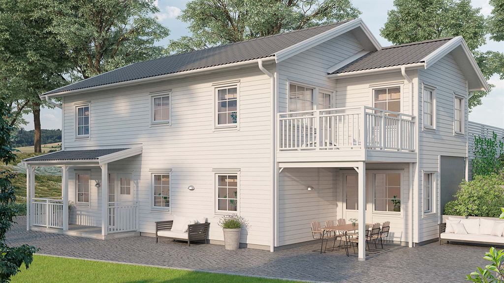 Visualisering av Vitt sluttningshus i modern stil