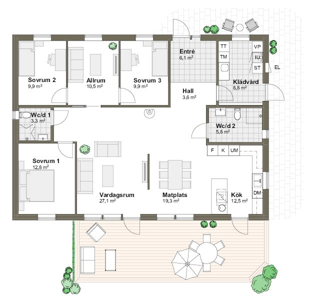 Planlösning 2K Villa Solviken 