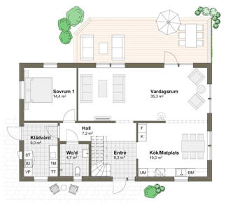Planlösning Villa Ängalyckan 4T från Varbergshus