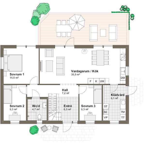 Planlösning Villa Ängalyckan 1M/T
