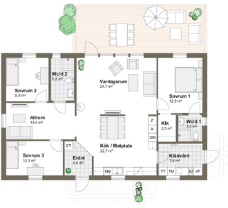 Planlösning M Villa Ekeskär
