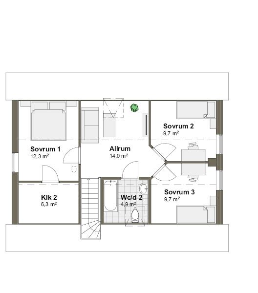 Planlösning Villa Viken K övreplan