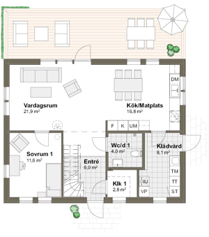 Planlösning Villa Viken M