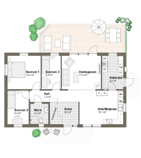Planlösning Villa Ängaviken 3M/T