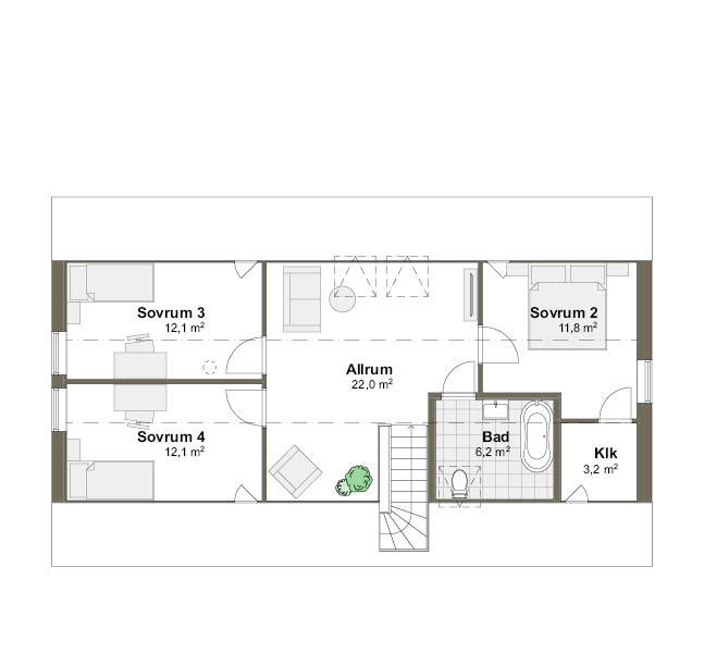 Planlösning Villa Ängalyckan 4M från Varbergshus