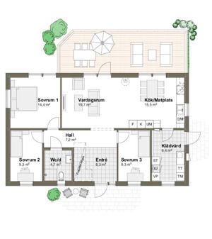 Planlösning Villa Ängaviken 1M