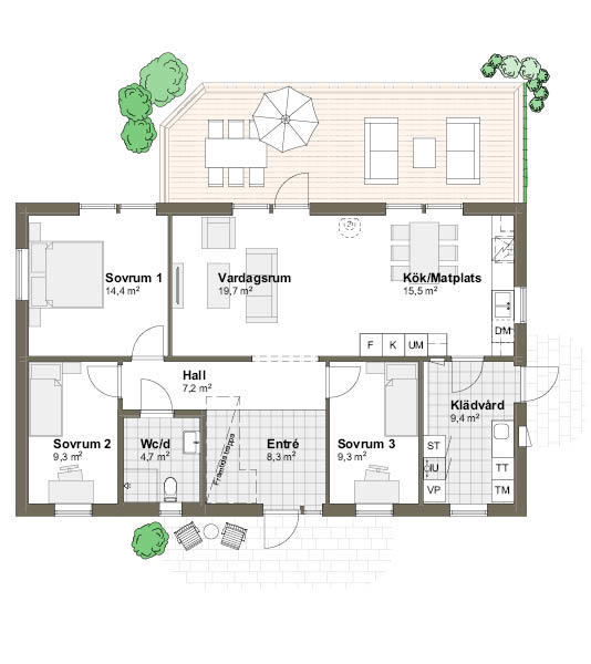 Planlösning Villa Ängaviken 1M