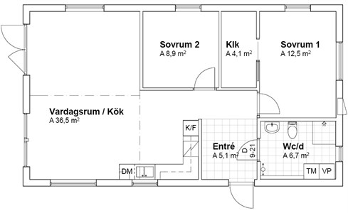 Planlösning Villa V18080
