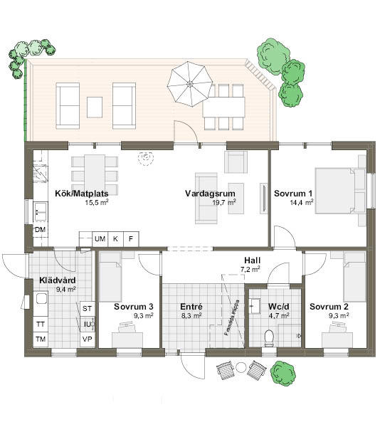 Planlösning Villa Ängaviken 1M