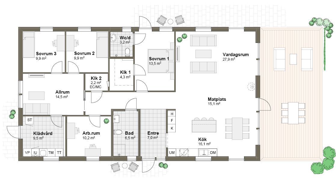 Planlösning 1M spegelvänd Villa Holmen