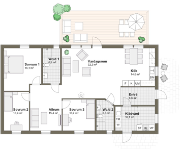 Planlösning Villa Udden 2K 