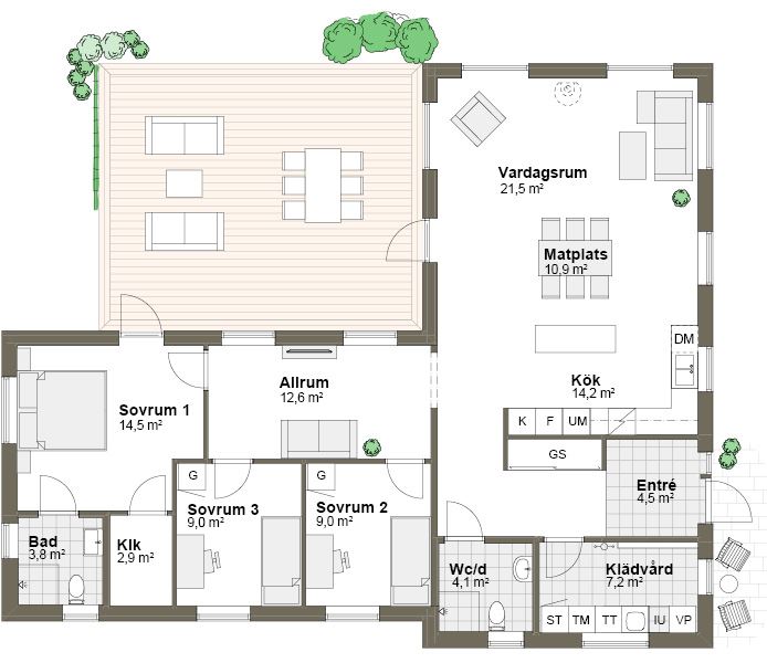 Planlösning K1 spegelvänd Villa Ramsvik