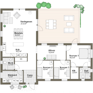 Planlösning M2 Villa Ramsvik