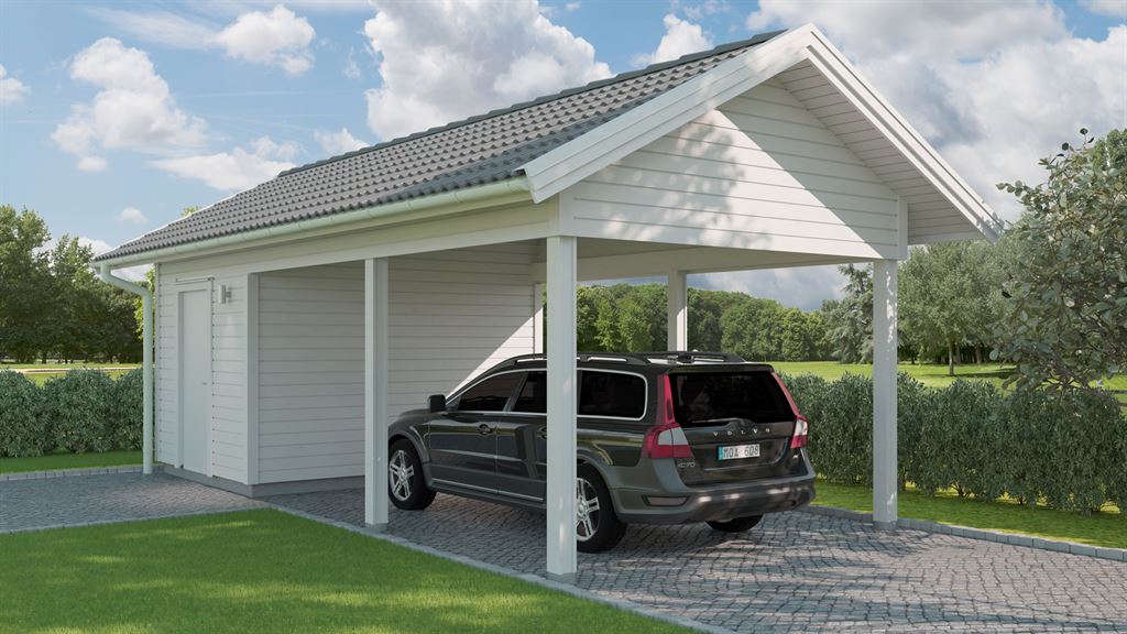 Visualisering av carport 1 i klassisk stil