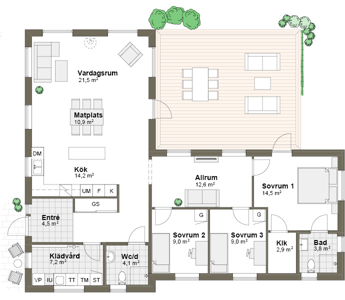 Planlösning  K1 Villa Ramsvik  