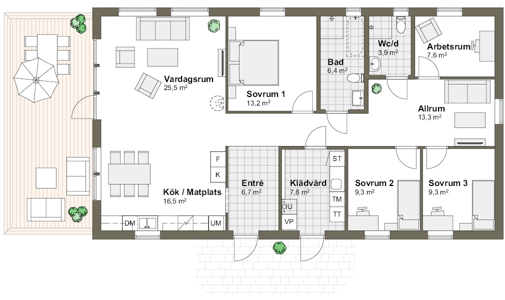 Planlösning Villa Udden T