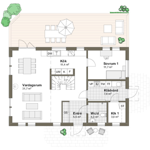 Planlösning Villa Vindö 