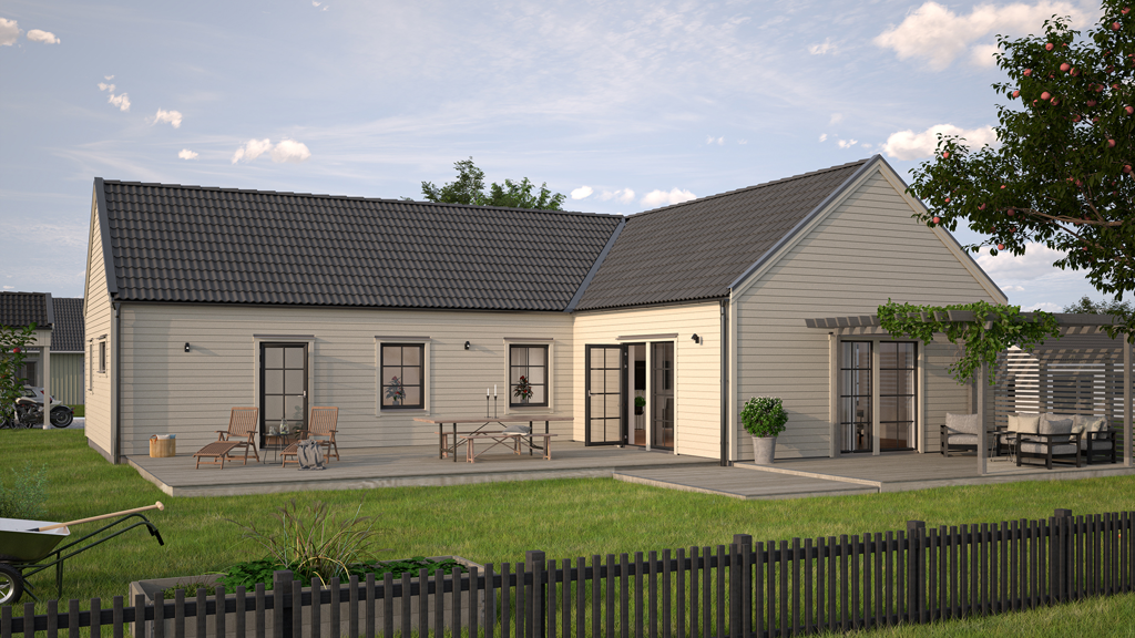 Visualisering av ett vinkelhus i 1-plan
