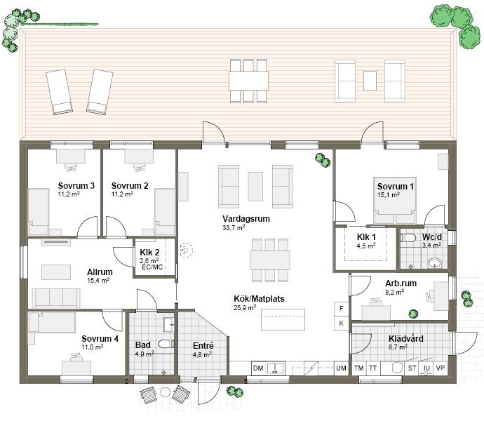 Planlösning 2M spegelvänd Villa Holmen