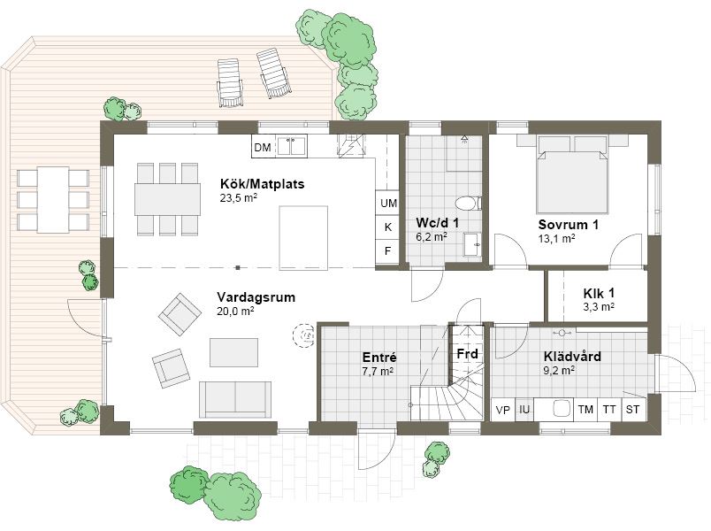 Planlösning M spegelvänd Villa Arild