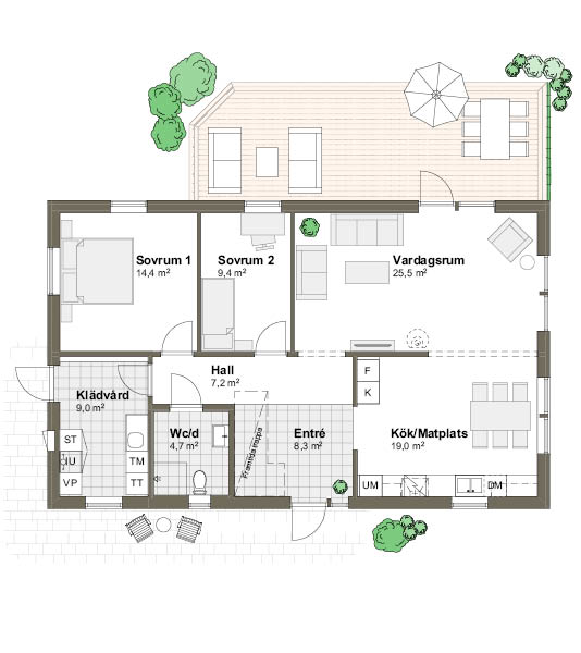 Planlösning Villa Ängaviken 2M/T 