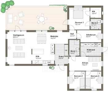  Planlösning M/T 152 alt 2 Villa Strandlyckan