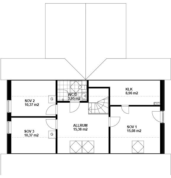 Planlösning övre plan  V10035 