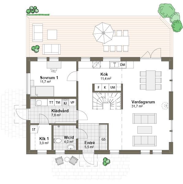 Planlösning Villa Vindö spegelvänt